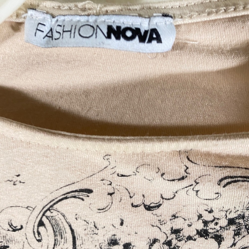Pink‎ Pastel Goth Vintage Caution Label Crop Tee w/Mesh Bell Sleeves Size Small - Picture 5 of 10